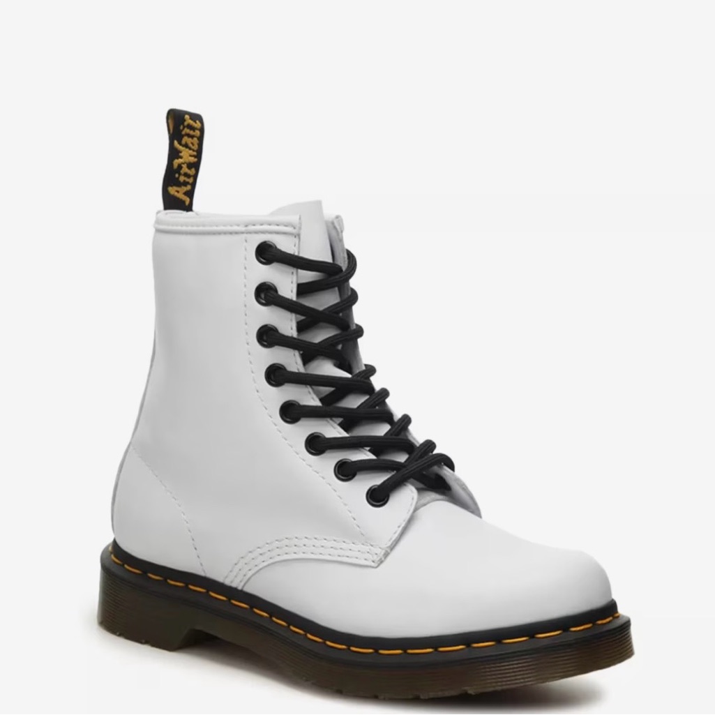Dr Martins The Original White Lace-Up Boots With Black Laces